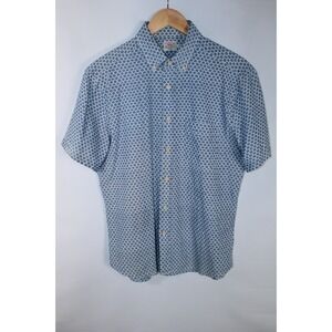 Faherty Men's Medium Blue White Short Sleeve Button Down Shirt